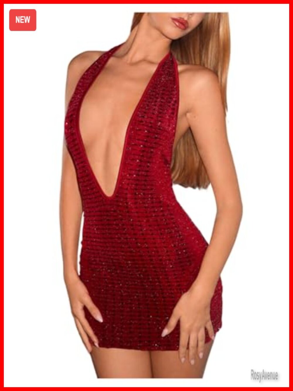 Sequin Halter Bodycon Mini Dress Sparkly Backless Sleeveless Night Out Party